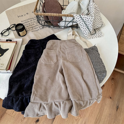 -キッズ コーデュロイ フリル フレア ルーズ ロングパンツ ガールズ - mamahalo shop - ロングパンツ・スウェットパンツ -  べビー服 - 子供服 - 男の子 - 女の子