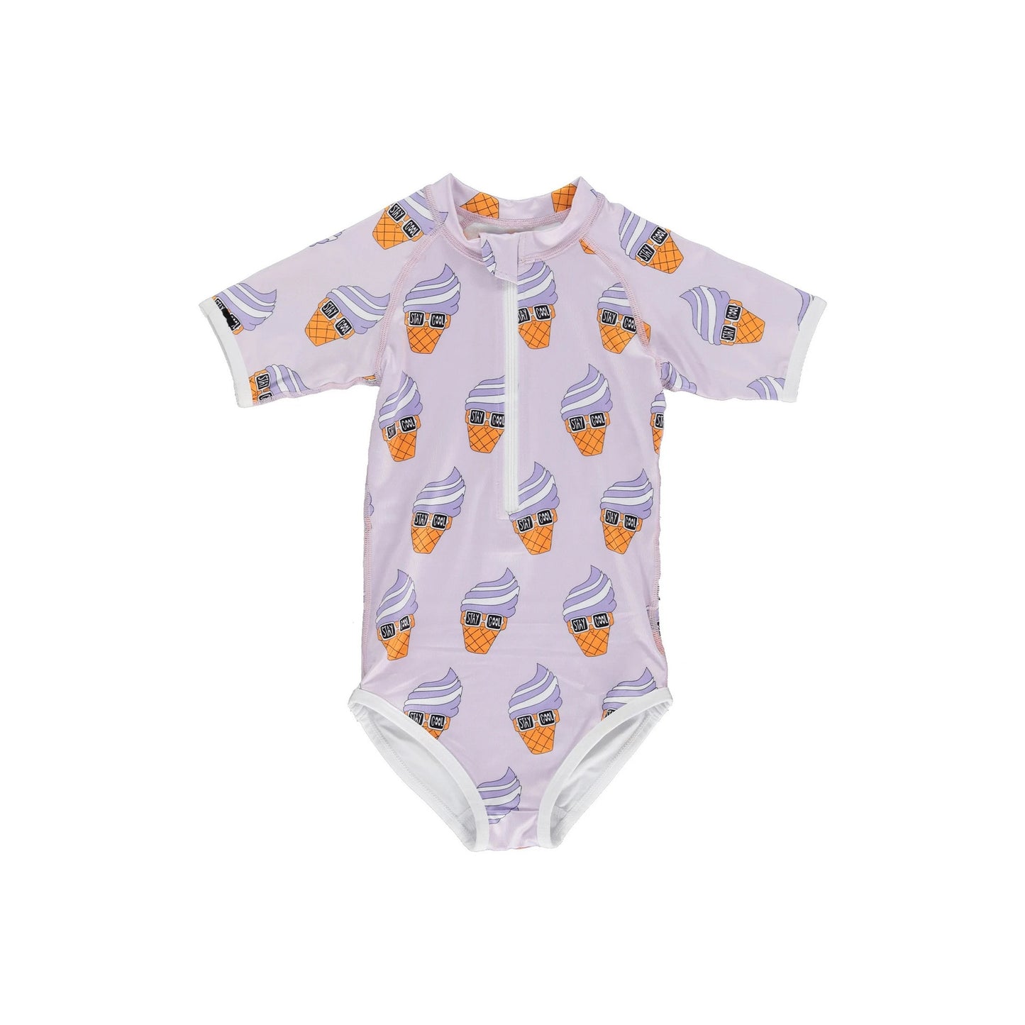 -キッズ 水着 半袖 つなぎ ラッシュガード ワンピース ガールズ シェル ボーダー アイスクリーム スイムウェア 6スタイル【mh0002228】 - mamahalo shop - ベビー用水着 -  べビー服 - 子供服 - 男の子 - 女の子