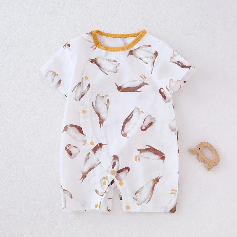 -ベビーロンパース 半袖カバーオール アニマルプリント 5カラー【mh0004592】 - mamahalo shop - 半袖ロンパース -  べビー服 - 子供服 - 男の子 - 女の子