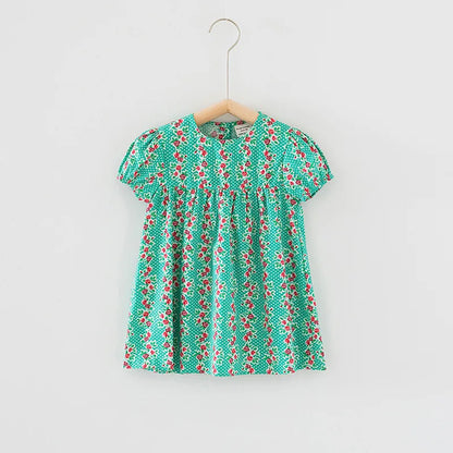 -キッズワンピース 半袖プリントワンピース フラワー花柄プリント 2カラー【mh0005662】 - mamahalo shop - 半袖ワンピース -  べビー服 - 子供服 - 男の子 - 女の子