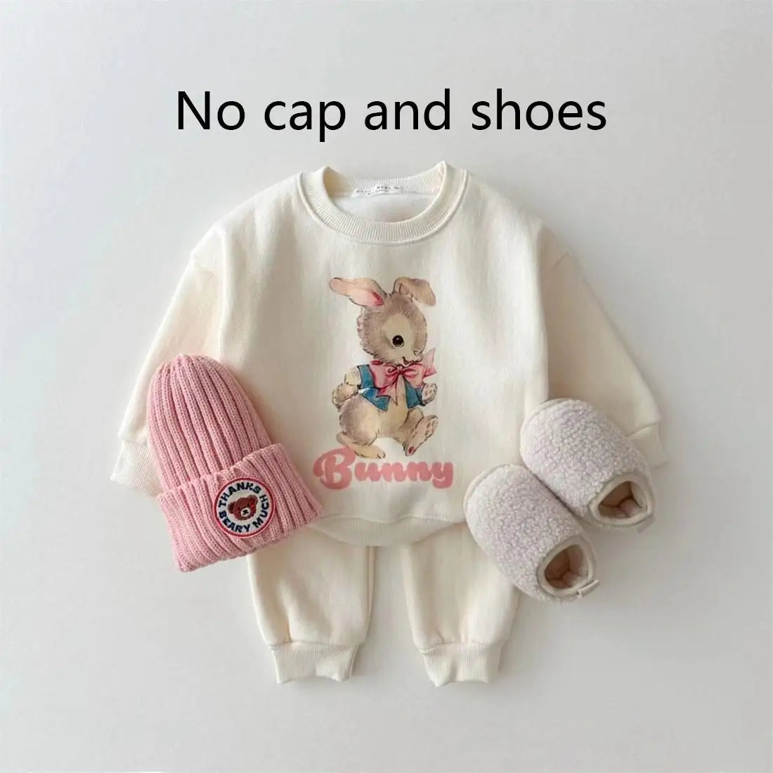 -キッズセットアップ 2点セット スウェットシャツ+スウェットパンツ バンビ/バニー プリント - mamahalo shop - 長袖セットアップ -  べビー服 - 子供服 - 男の子 - 女の子