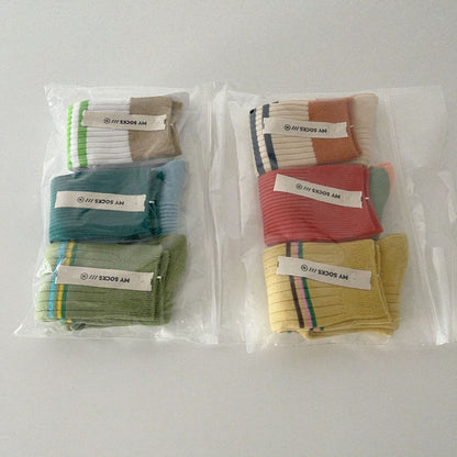 -ベビー キッズ おしゃれ ボーダー ソックス 靴下 3足 セット【mh0002580】 - mamahalo shop - ベビー用靴下・タイツ -  べビー服 - 子供服 - 男の子 - 女の子