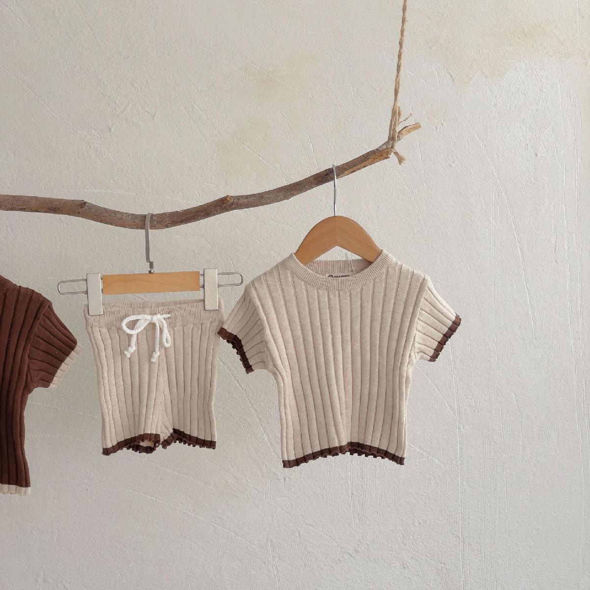 -ベビー サマーニット セットアップ 半袖 Tシャツ ショートパンツ ボーイズ - mamahalo shop - 半袖セットアップ -  べビー服 - 子供服 - 男の子 - 女の子