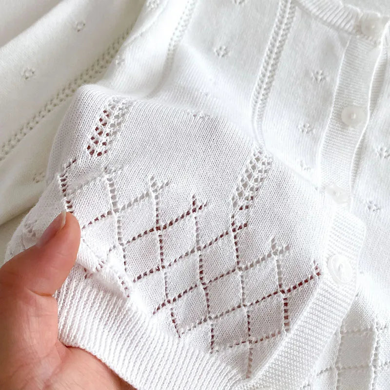 -キッズカーディガン レースニットジャケット サマーカーディガン 薄手 クーラー冷房対策 3カラー【mh0005498】 - mamahalo shop - カーディガン・パーカー -  べビー服 - 子供服 - 男の子 - 女の子