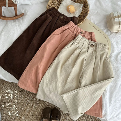 -キッズパンツ ワイドルーズコーデュロイガウチョパンツ 3カラー - mamahalo shop - ロングパンツ・スウェットパンツ -  べビー服 - 子供服 - 男の子 - 女の子