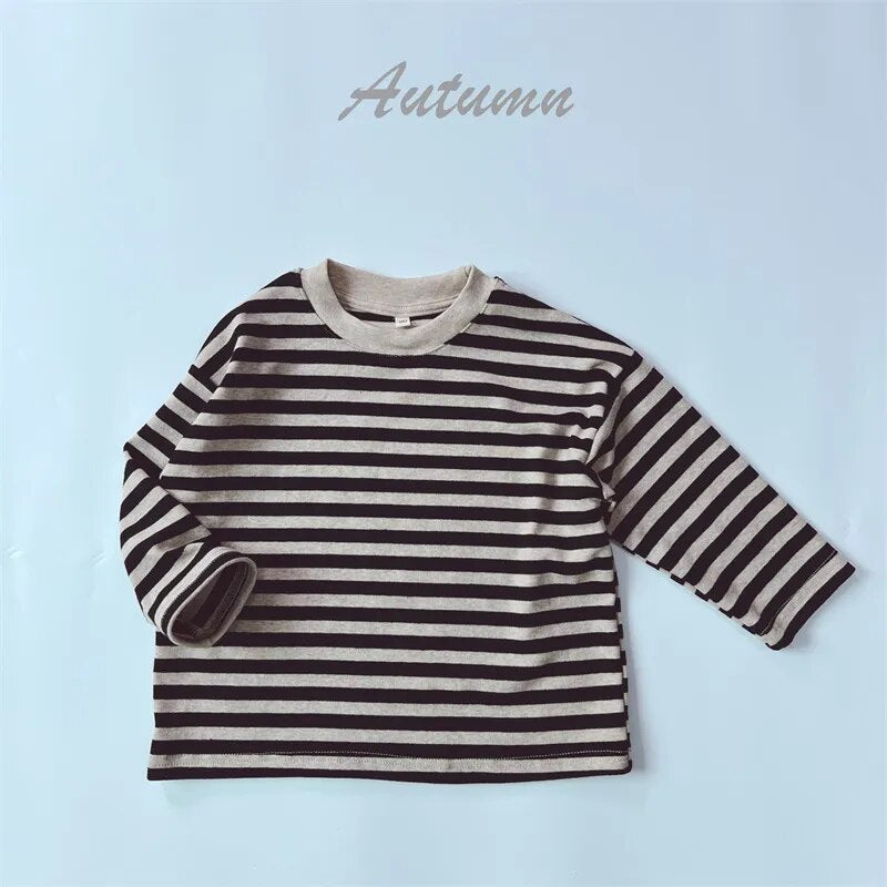 -キッズ 長袖Tシャツ レギンスパンツ 単品 ボーダー シンプル ベーシック パープル グリーン ブラック コーヒー 4カラー ユニセックス 男の子 女の子 子供服 - mamahalo shop - レギンスパンツ -  べビー服 - 子供服 - 男の子 - 女の子