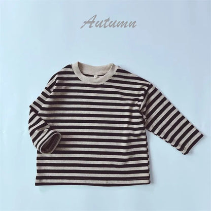 -キッズ 長袖Tシャツ レギンスパンツ 単品 ボーダー シンプル ベーシック パープル グリーン ブラック コーヒー 4カラー ユニセックス 男の子 女の子 子供服 - mamahalo shop - レギンスパンツ -  べビー服 - 子供服 - 男の子 - 女の子