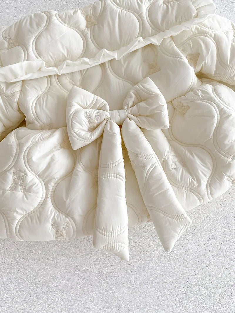 -ベビーアウター キルティングコート ビッグカラージャケット バックリボン うさぎバニー刺繍 - mamahalo shop - ショートコート・ジャケット・ジャンパー -  べビー服 - 子供服 - 男の子 - 女の子