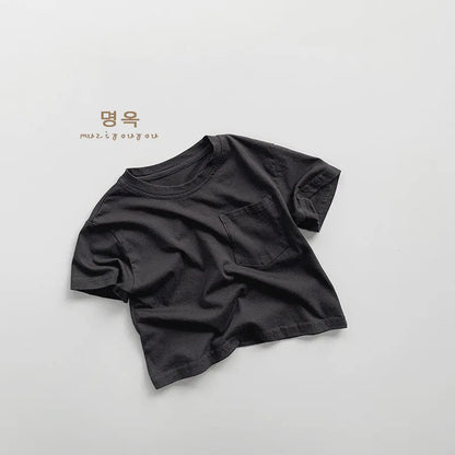 -キッズトップス 半袖ポケットTシャツ シンプルベーシック 5カラー【mh0005518】 - mamahalo shop - 半袖Tシャツ -  べビー服 - 子供服 - 男の子 - 女の子