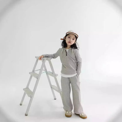 -キッズセットアップ 2点セット フーディ長袖Tシャツ+ロングパンツ 2カラー【mh0007318】 - mamahalo shop - 長袖セットアップ -  べビー服 - 子供服 - 男の子 - 女の子