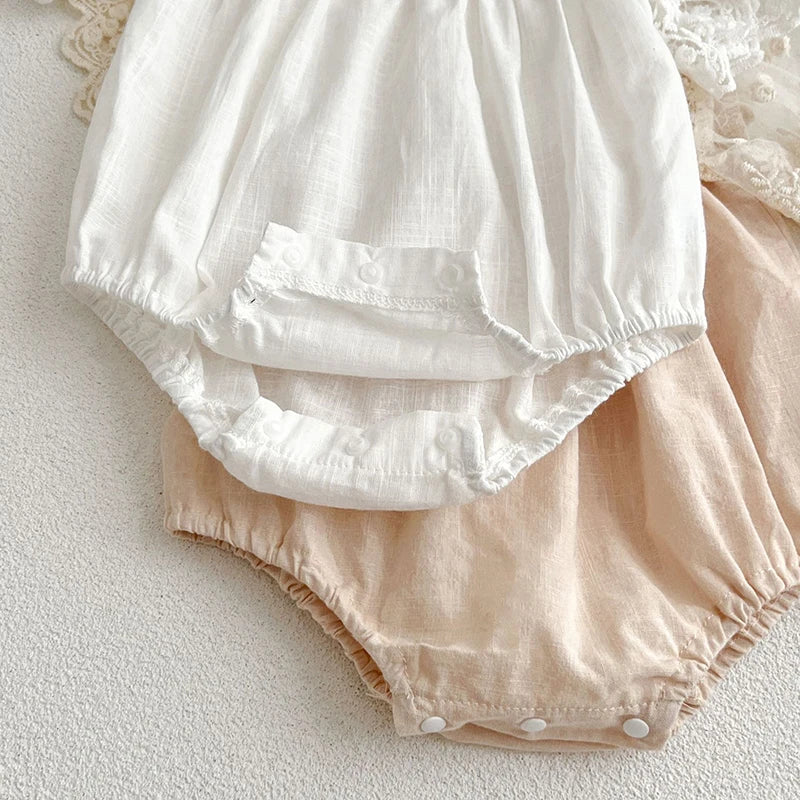 -ベビーロンパース 半袖レーススリーブボディスーツ 2カラー【mh0006064】 - mamahalo shop - 半袖ロンパース -  べビー服 - 子供服 - 男の子 - 女の子