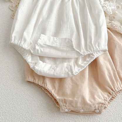 -ベビーロンパース 半袖レーススリーブボディスーツ 2カラー【mh0006064】 - mamahalo shop - 半袖ロンパース -  べビー服 - 子供服 - 男の子 - 女の子