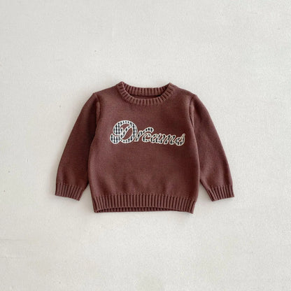 -キッズトップス ニットセーター レターロゴ刺繍 2カラー【mh0006663】 - mamahalo shop - ニット・セーター -  べビー服 - 子供服 - 男の子 - 女の子