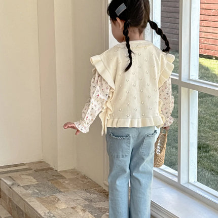 キッベスト フリルリボンニットショールビブベスト - mamahalo shop - ベスト -  べビー服 - 子供服 - 男の子 - 女の子