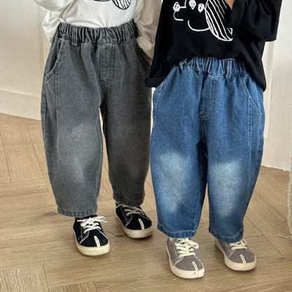-キッズパンツ ルーズロングデニムパンツ ジーンズ2カラー - mamahalo shop - デニムパンツ -  べビー服 - 子供服 - 男の子 - 女の子