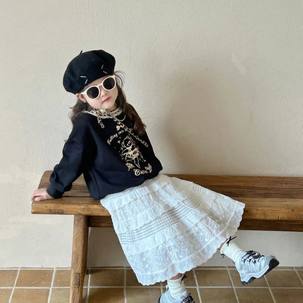 キッズトップス/スカート 長袖スウェットシャツ/レースフリルスカート - mamahalo shop - スカート - ベビー服 - 子供服 - 男の子 - 女の子