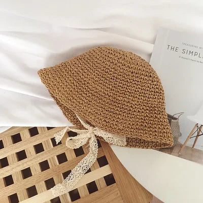 -ベビーキッズ帽子 麦わら帽子 バケットハット サマーハット レース 3カラー【mh0005045】 - mamahalo shop - ベビー用帽子 -  べビー服 - 子供服 - 男の子 - 女の子