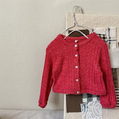 -キッズカーディガン ニットジャケット シンプルベーシック 2カラー - mamahalo shop - カーディガン・パーカー -  べビー服 - 子供服 - 男の子 - 女の子