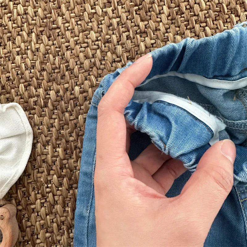 -キッズパンツ デニムパンツ サイドリボン スリットフレアパンツ ジーンズ ジーパン - mamahalo shop - デニムパンツ -  べビー服 - 子供服 - 男の子 - 女の子