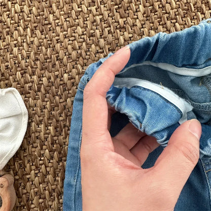 -キッズパンツ デニムパンツ サイドリボン スリットフレアパンツ ジーンズ ジーパン - mamahalo shop - デニムパンツ -  べビー服 - 子供服 - 男の子 - 女の子