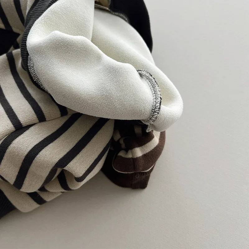 -キッズトップス ボーダー 裏フリーススウェットシャツ トレーナー - mamahalo shop - トレーナー・フーディ -  べビー服 - 子供服 - 男の子 - 女の子