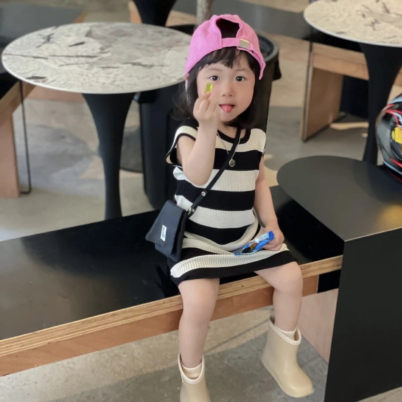 -キッズワンピース ボーダー ノースリーブタイトワンピース【mh0006119】 - mamahalo shop - ノースリーブワンピース -  べビー服 - 子供服 - 男の子 - 女の子