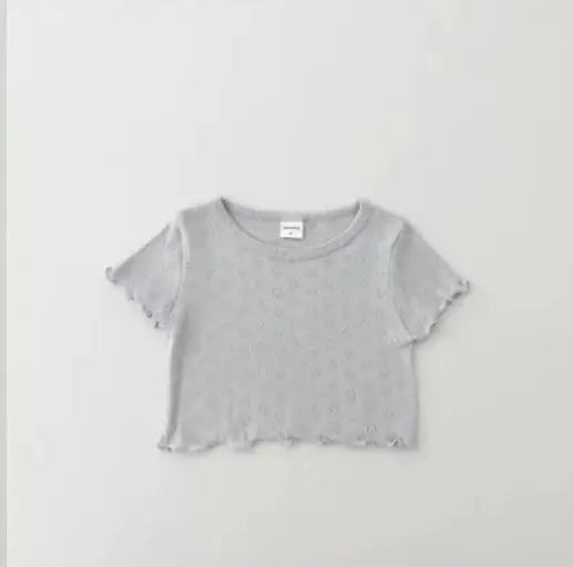 -ベビートップス ハートレースニット 半袖Tシャツ パステル 4カラー - mamahalo shop - 半袖Tシャツ -  べビー服 - 子供服 - 男の子 - 女の子