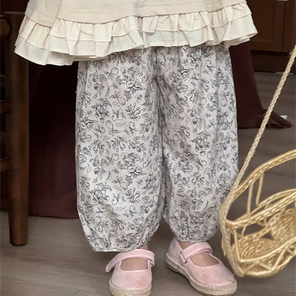 キッズパンツ フラワープリントルーズロングバルーンパンツ - mamahalo shop - ロングパンツ・スウェットパンツ -  べビー服 - 子供服 - 男の子 - 女の子