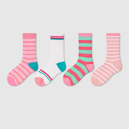 -キッズソックス 靴下4足セット ワッペンワンポイント ボーダー【mh0004066】 - mamahalo shop - ベビー用靴下・タイツ -  べビー服 - 子供服 - 男の子 - 女の子