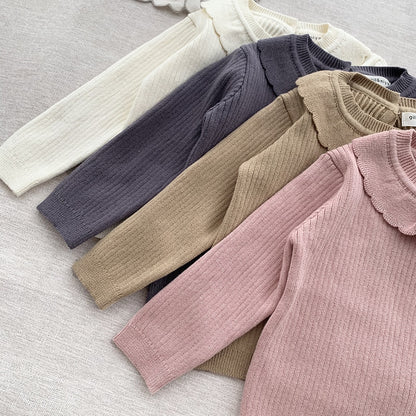 -ベビー キッズ ニット セットアップ フリル セーター トップス パンツ 4カラー ガールズ - mamahalo shop - 長袖セットアップ -  べビー服 - 子供服 - 男の子 - 女の子