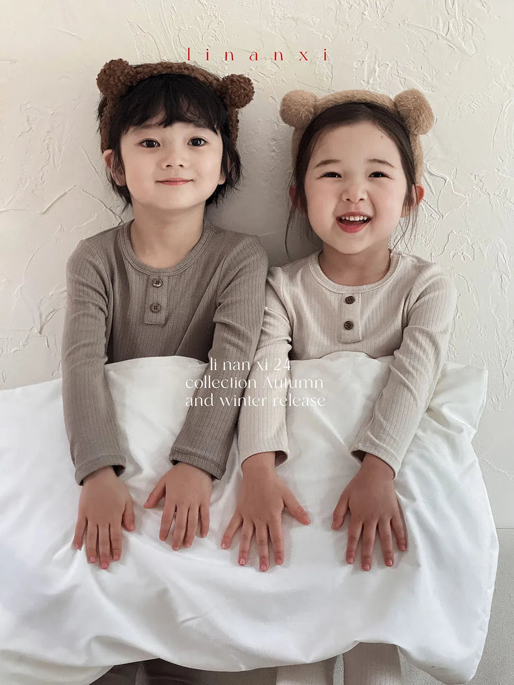 -キッズパジャマセット リブ 長袖ヘンリーネックTシャツ+ロングパンツ シンプルベーシック 5カラー【mh0006360】 - mamahalo shop - 長袖パジャマ -  べビー服 - 子供服 - 男の子 - 女の子