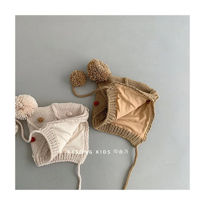 -ベビー帽子 ポンポン付きニットキャップボンネット 5カラー【mh0006952】 - mamahalo shop - ベビー用帽子 -  べビー服 - 子供服 - 男の子 - 女の子