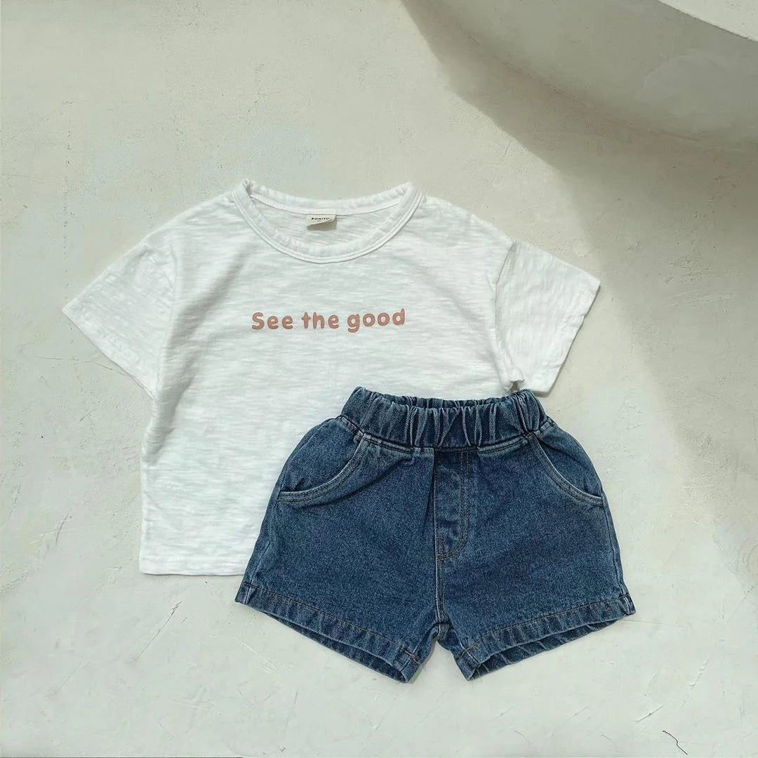 -キッズパンツ デニム ショートパンツ ブルー 2カラー【mh0004546】 - mamahalo shop - ハーフパンツ・ショートパンツ -  べビー服 - 子供服 - 男の子 - 女の子