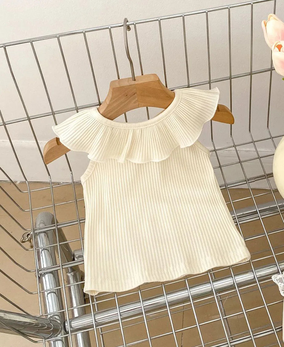 -ベビートップス フリルカラー ノースリーブTシャツ 5カラー - mamahalo shop - タンクトップ・キャミソール・ノースリーブトップス -  べビー服 - 子供服 - 男の子 - 女の子