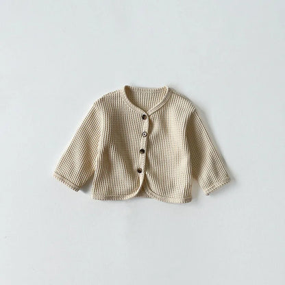 -ベビーカーディガン ワッフル シンプルベーシック カーディガンジャケット 3カラー【mh0004153】 - mamahalo shop - カーディガン・パーカー -  べビー服 - 子供服 - 男の子 - 女の子
