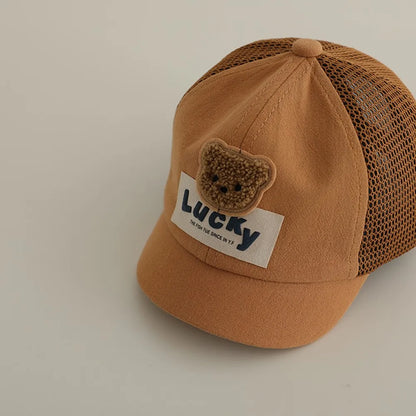 -ベビー帽子 メッシュキャップ 野球帽 ベアくまワッペン サマーハット【mh0005596】 - mamahalo shop - ベビー用帽子 -  べビー服 - 子供服 - 男の子 - 女の子