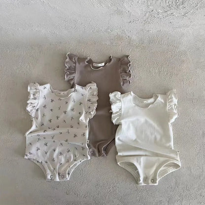 -ベビーロンパース フリルスリーブボディスーツ 3カラー【mh0005382】 - mamahalo shop - 半袖ロンパース -  べビー服 - 子供服 - 男の子 - 女の子