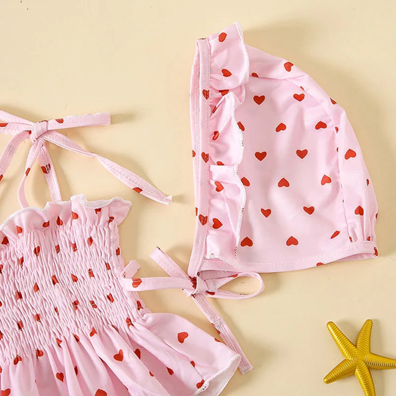 -ベビー水着 帽子セット セパレート ビキニ ピンク ハート スイムウェア【mh0005122】 - mamahalo shop - ベビー用水着 -  べビー服 - 子供服 - 男の子 - 女の子