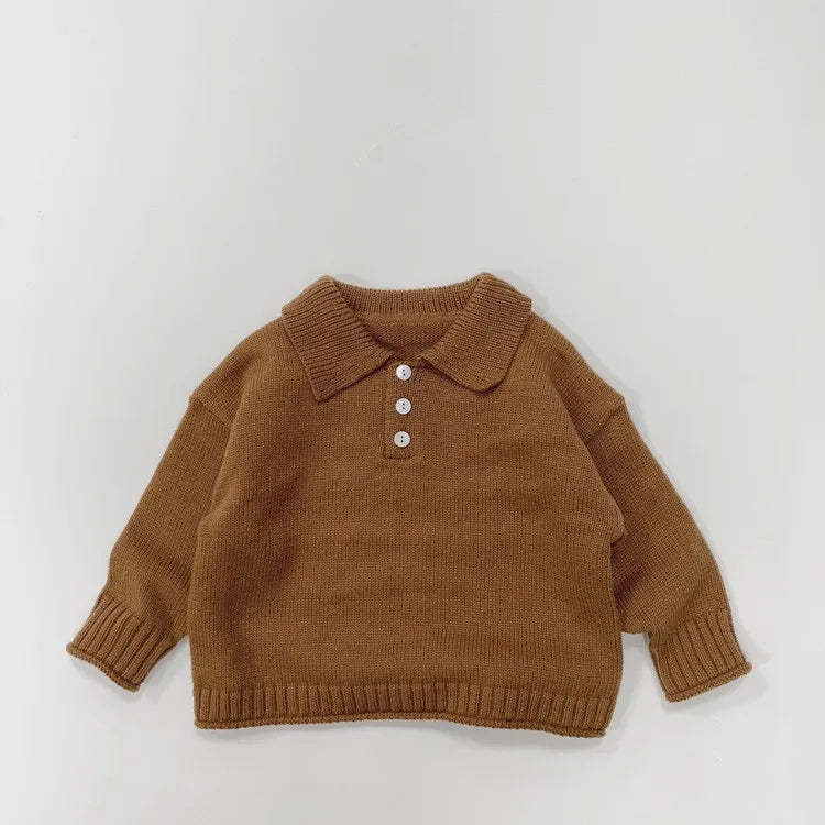 -キッズ長袖ポロシャツ ニットセーター 襟付きTシャツ トップス 3カラー ボーイズ 男の子 子供服 - mamahalo shop - ニット・セーター -  べビー服 - 子供服 - 男の子 - 女の子