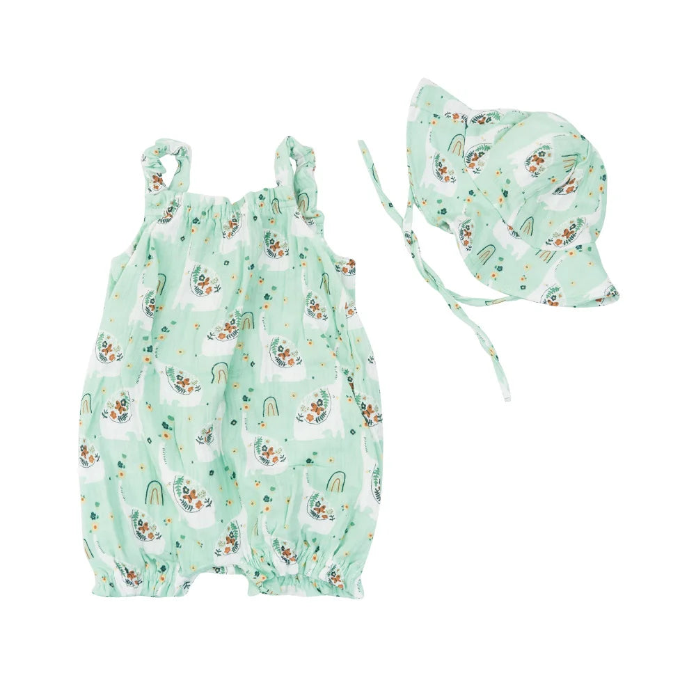 -☺︎ ベビージャンプスーツ キャミソールボディスーツ 帽子セット - mamahalo shop - ノースリーブジャンプスーツ -  べビー服 - 子供服 - 男の子 - 女の子