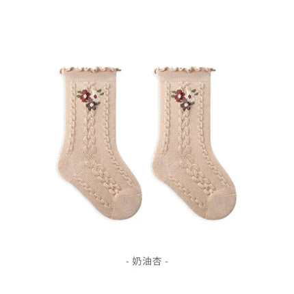 ベビーキッズソックス 靴下5足セット フラワー刺繍フリルガールズソックス - mamahalo shop - ベビー用靴下・タイツ -  べビー服 - 子供服 - 男の子 - 女の子