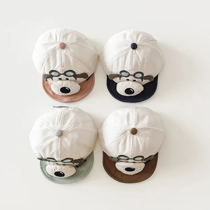 -ベビー帽子キャップ 犬 ドッグ ワンポイント 野球帽 サマーハット【mh0005168】 - mamahalo shop - ベビー用帽子 -  べビー服 - 子供服 - 男の子 - 女の子