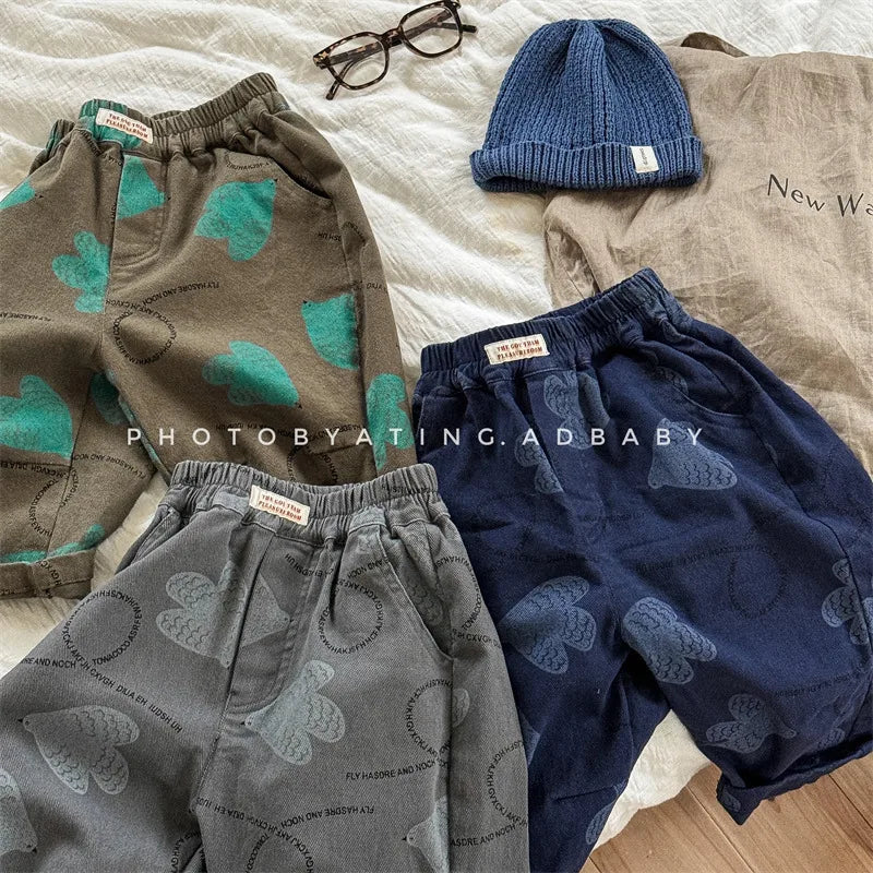 -キッズパンツ ルーズワイドルーズパンツ プリント柄 3カラー - mamahalo shop - ロングパンツ・スウェットパンツ -  べビー服 - 子供服 - 男の子 - 女の子