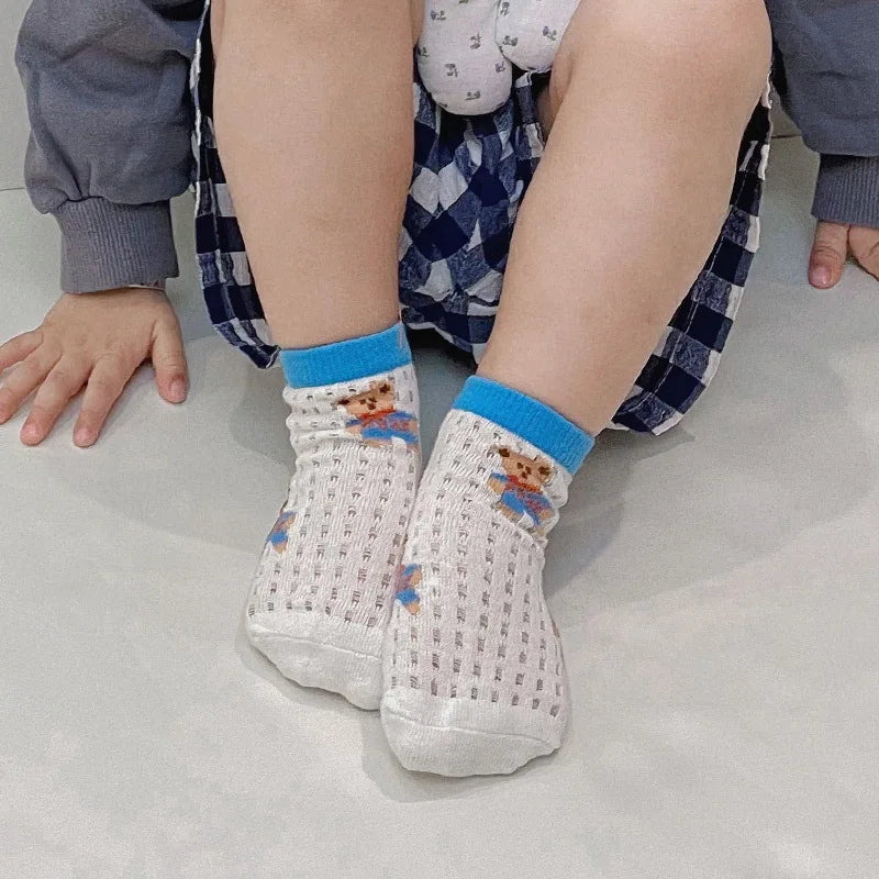 -キッズソックス 靴下5足セット カラフル メッシュ サマーショートソックス【mh0006102】 - mamahalo shop - ベビー用靴下・タイツ -  べビー服 - 子供服 - 男の子 - 女の子