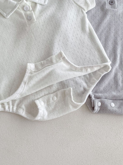 -ベビーロンパース/セットアップ 2点セット 半袖ポロシャツボディスーツ/半袖ポロシャツ+ショートパンツ 2カラー【mh0005459】 - mamahalo shop - 半袖セットアップ -  べビー服 - 子供服 - 男の子 - 女の子