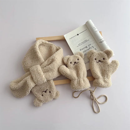 -キッズマフラー ミトン 2点セット 手袋 クマベア うさぎラビット 3カラー ユニセックス 男の子 女の子 子供服【mh0003326】 - mamahalo shop - ネックウォーマー -  べビー服 - 子供服 - 男の子 - 女の子