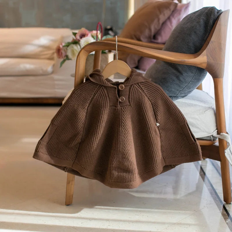 -キッズアウター ニットフーディポンチョクロークコート 3カラー【mh0006919】 - mamahalo shop - ショートコート・ジャケット・ジャンパー -  べビー服 - 子供服 - 男の子 - 女の子