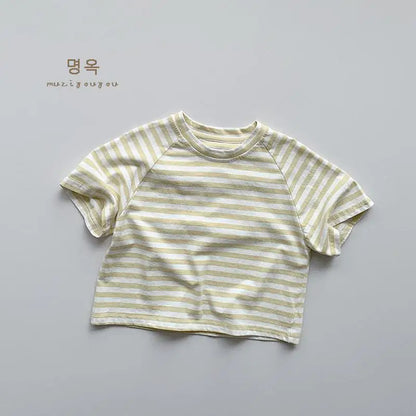 -キッズトップス 半袖ボーダーTシャツ シンプルベーシック パステル 4カラー - mamahalo shop - 半袖Tシャツ -  べビー服 - 子供服 - 男の子 - 女の子