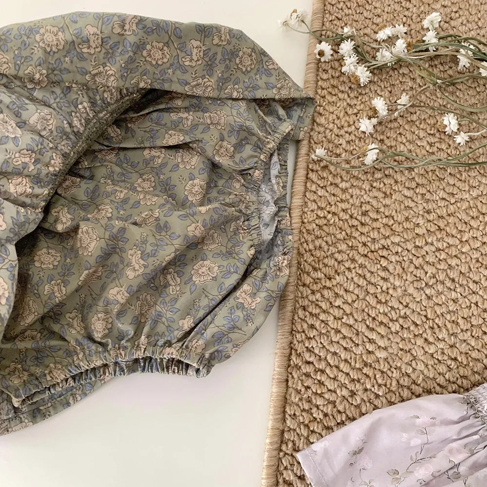 -ベビーパンツ フリルスカートブルマパンツ フラワー花柄プリント 2カラー - mamahalo shop - ブルマパンツ -  べビー服 - 子供服 - 男の子 - 女の子