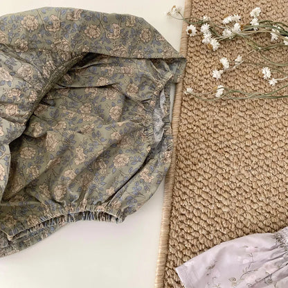 -ベビーパンツ フリルスカートブルマパンツ フラワー花柄プリント 2カラー - mamahalo shop - ブルマパンツ -  べビー服 - 子供服 - 男の子 - 女の子